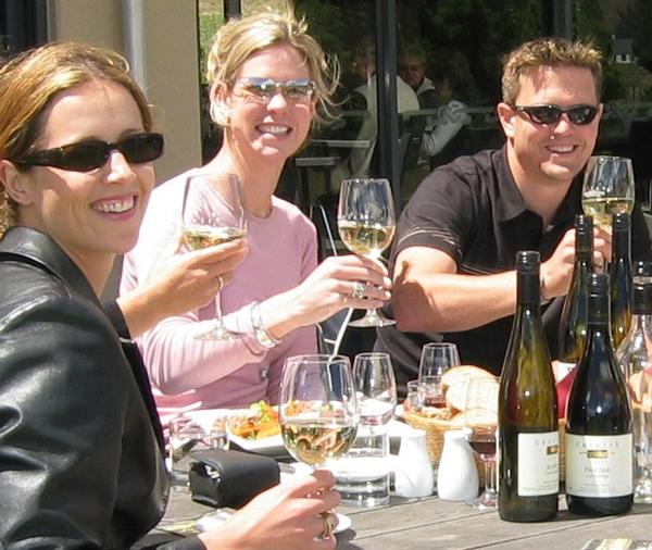 Guests enjoying lunch with Appellation Central Wine Tours  
